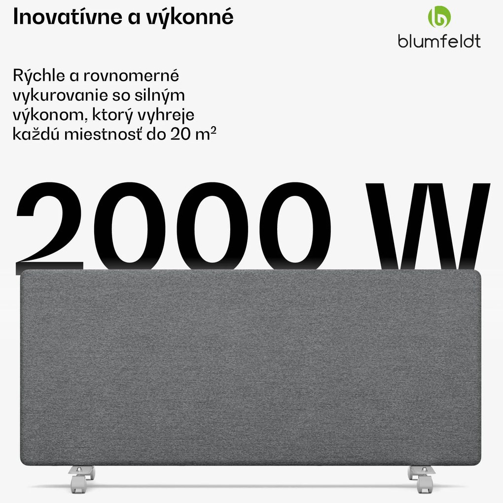 Blumfeldt ThermaTouch konvektor, 2 000 W, elegantný dizajn, dotykové ovládanie, do 20 m²