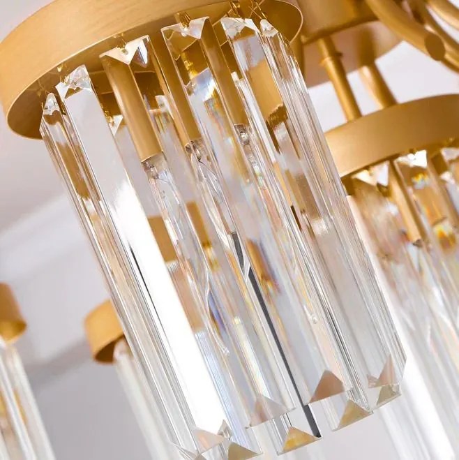 Toolight - Závesný krištáľový luster 9xE27 60W, zlatá, OSW-08916