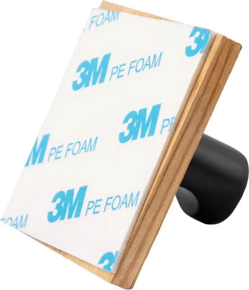 Erga Ozi, samolepiace háčiky na uteráky bez vŕtania, 4ks, 5×5 cm, bambus / čierna matná, ERG-YKA-CH.OZI4-BLK