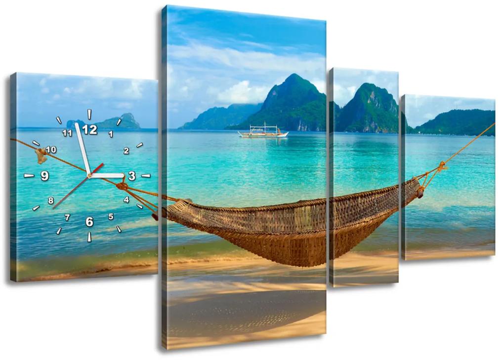 Gario Obraz s hodinami Relax na pláži 120x70cm Veľkosť: 120 x 70 cm