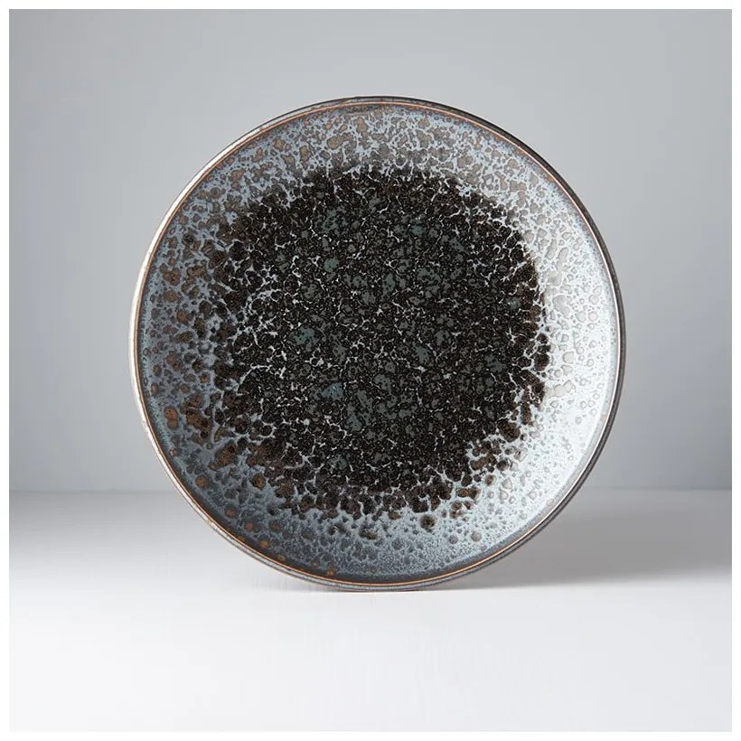 Čierno-sivý keramický tanier Mij Pearl, ø 25 cm