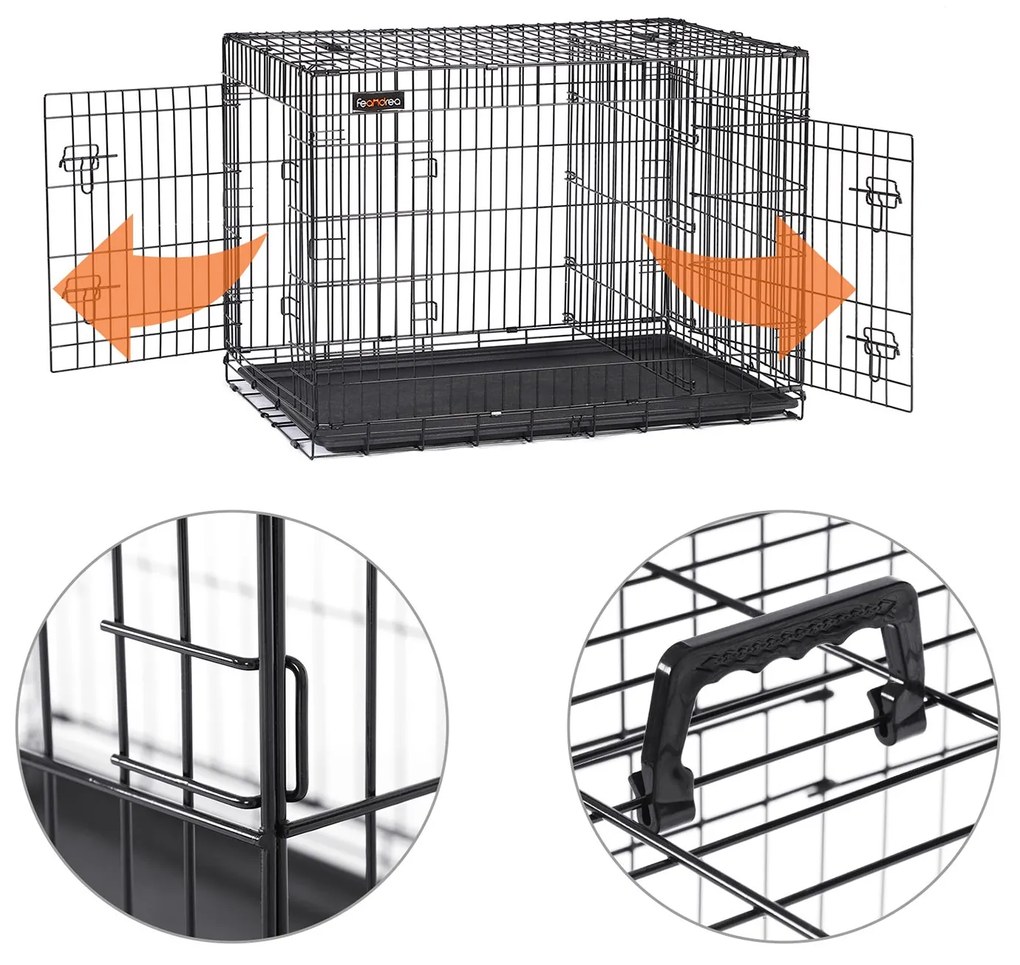 Prepravná klietka pre zvieratá Levino XL 107 cm čierna