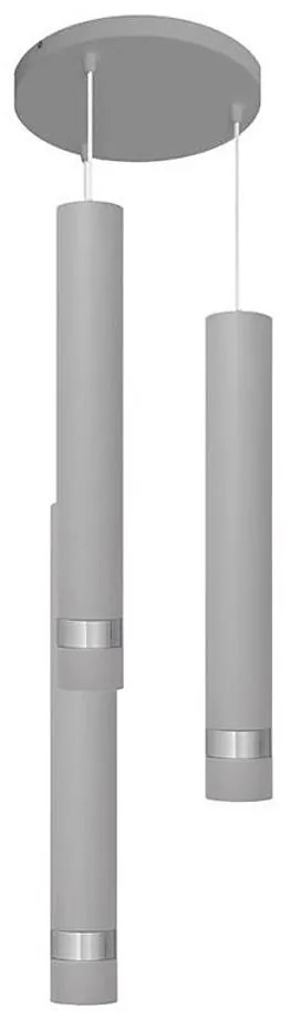 LED Luster na lanku TUBA 3xGU10/4,8W/230V šedá/lesklý chróm