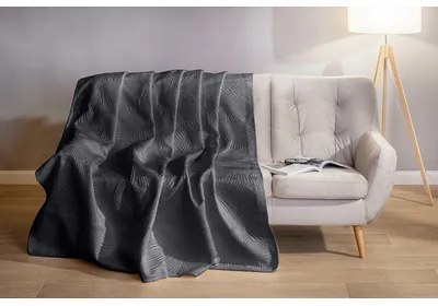 Vrchná prikrývka na posteľ prešívaná s motívom listov FERN sivá 180 x 200 cm