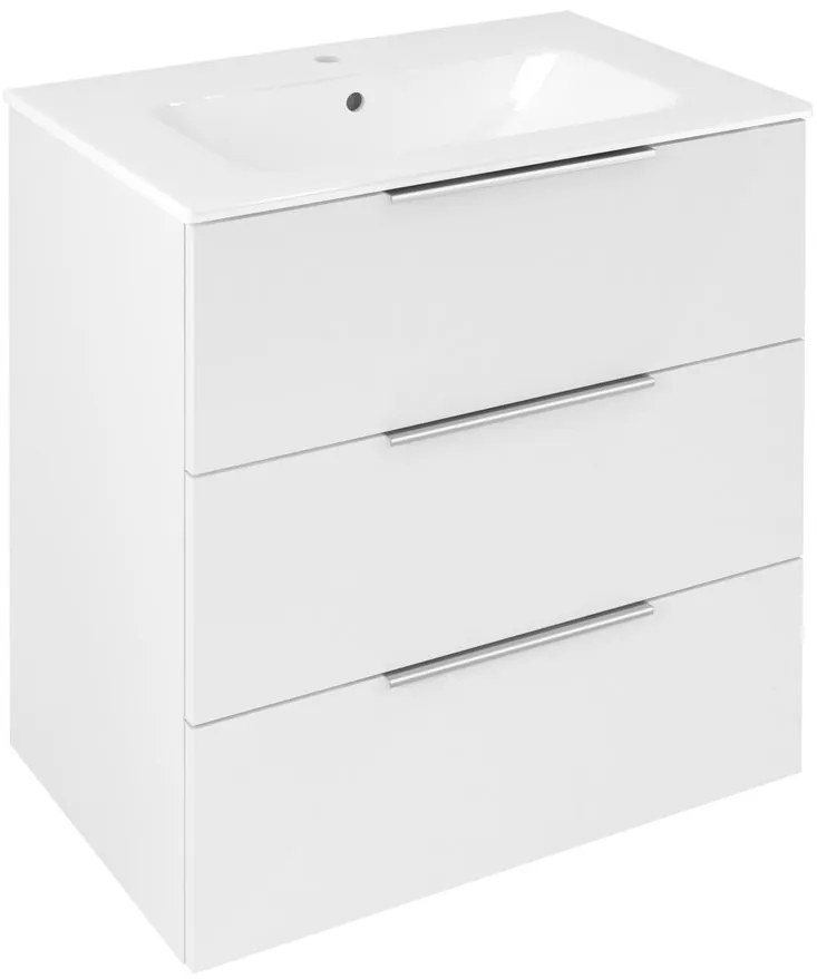 Sapho Sapho, CIRASA umývadlová skrinka 69,8x75x46cm, 3x zásuvka, biela lesk, CR731-3030