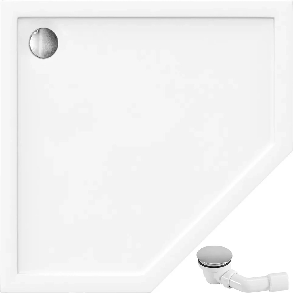 Päťuholníková sprchová akrylátová vanička REA DIAMOND 80x80 cm biela