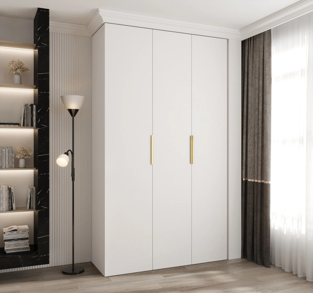 Šatníková skriňa 140 cm Carmela 40-4 (biela + zlatá). Akcia -20%. Vlastná spoľahlivá doprava až k Vám domov. 1126650