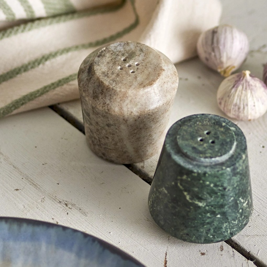 Bloomingville Soľnička a korenička Duo Green Marble