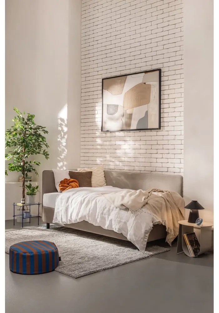 Čalúnená jednolôžková posteľ taupe s úložným priestorom s matracom 120x200 cm Avela – Bonami Selection