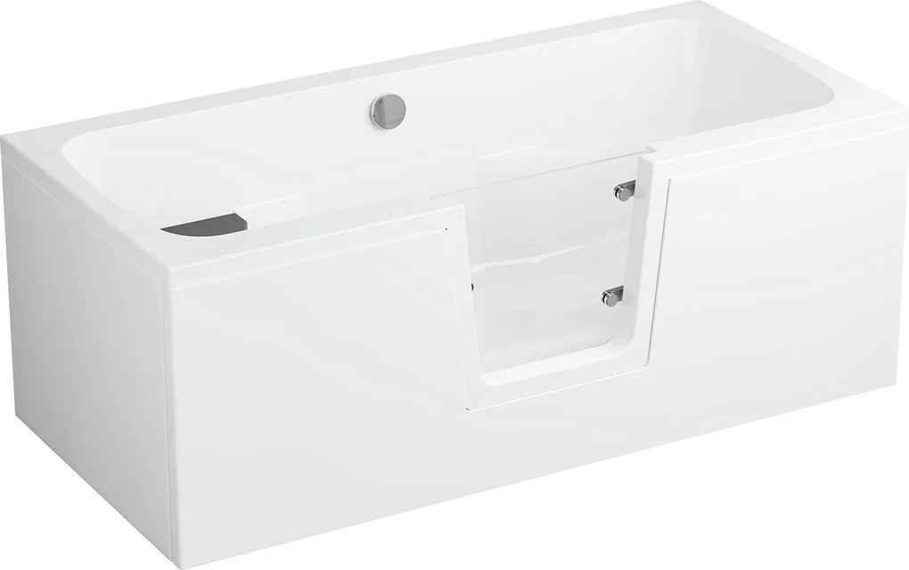 Vaňa s dvierkami Polimat OVI 160x75 PRAVÁ s bielym čelným krycím panelom + vaňový sifón automat s prepadom VABPS-ZU 70