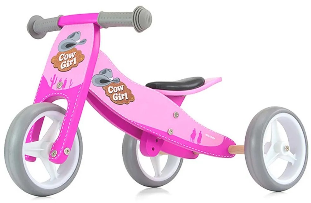 Detské multifunkčné odrážadlo bicykel 2v1 Milly Mally JAKE pink Cowgirl