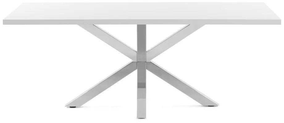 Biely jedálenský stôl s antikoro podnožím Kave Home Arya, 160 x 100 cm