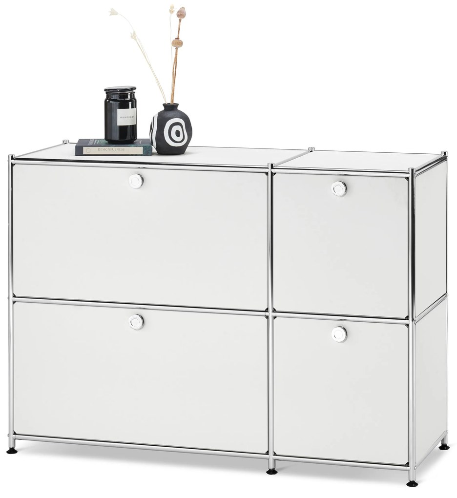 Odkladacia skrinka »CN3« so 4 výklopnými dvierkami, biela