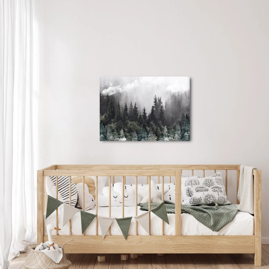 Obraz - Les s ilustrovanými prvkami (70x50 cm)