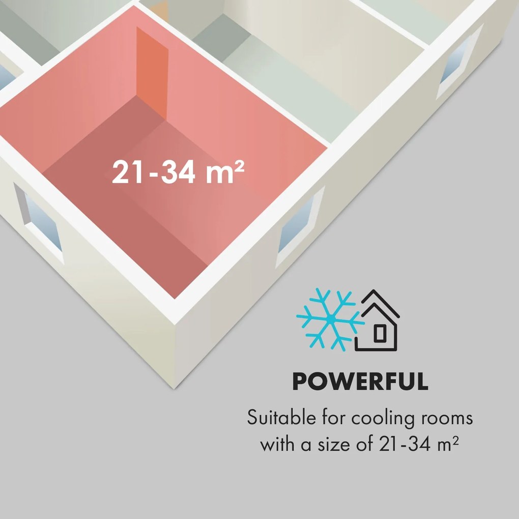 Klarstein Pure Blizzard 3 2G, mobilná klimatizácia 3 v 1, ventilátor, odvlhčovač vzduchu, 7 000 BTU/808 W, biela