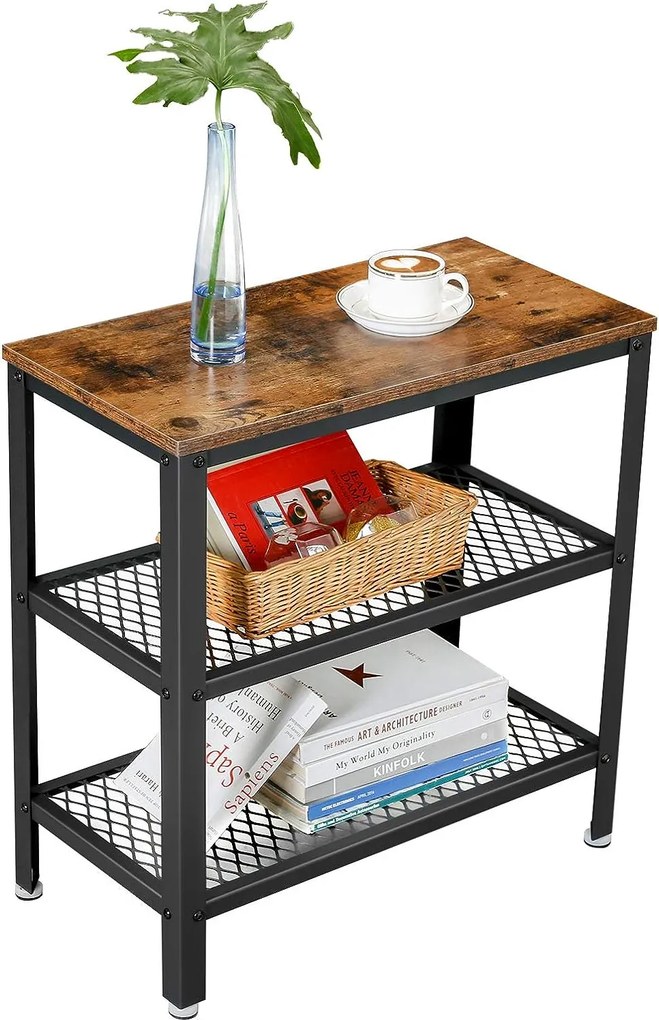 Odkladací stolík TAYLOR 60x30 cm, rustikálne hnedý