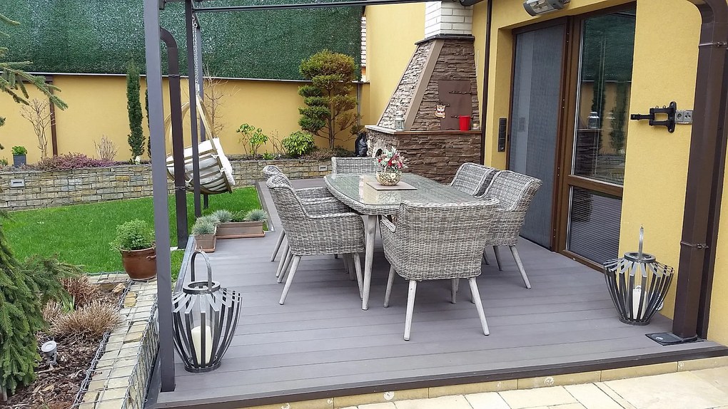 DEOKORK Záhradná ratanová zostava VICTORIA 1+6 (sivá)