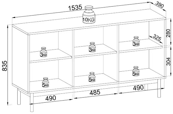 Komoda Japandi 154 cm dubová línia