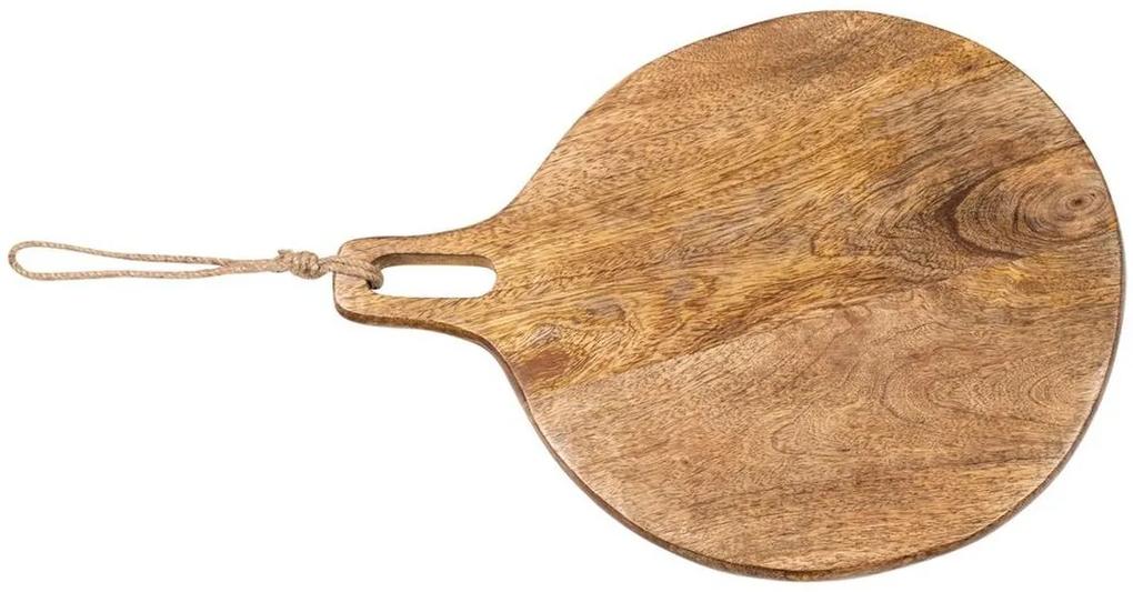Guľatá kuchynská doštička z mangového dreva Monia - 25*2*34 cm