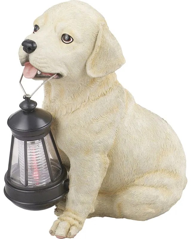 33372 GLOBO Exteriérové solárne LED svietidlo,záhradná dekorácia Pes, 1x 0,06W 4000K IP44 biela a bežová