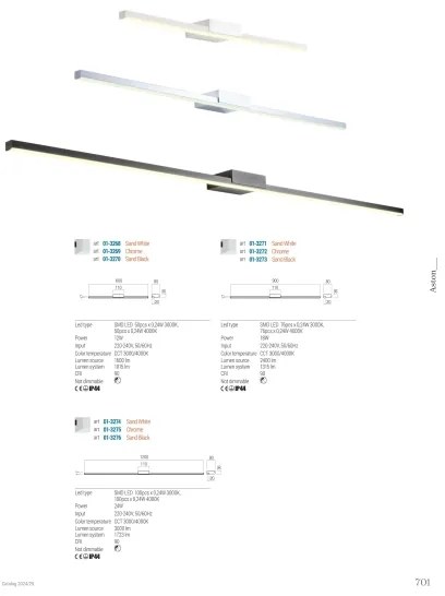 Redo01-3270-LED Kúpeľňové osvetlenie zrkadla ASTON LED/12W/230V CRI90 IP44 čierna
