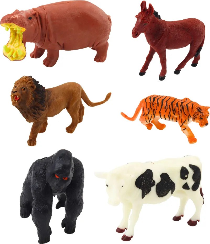 LEAN Toys Sada figúrok domácich divokých zvierat Rastliny Kufr 58el
