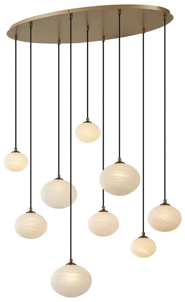 Art Deco závesná lampa zlatá s opálovým sklom 9-svetiel - Yani