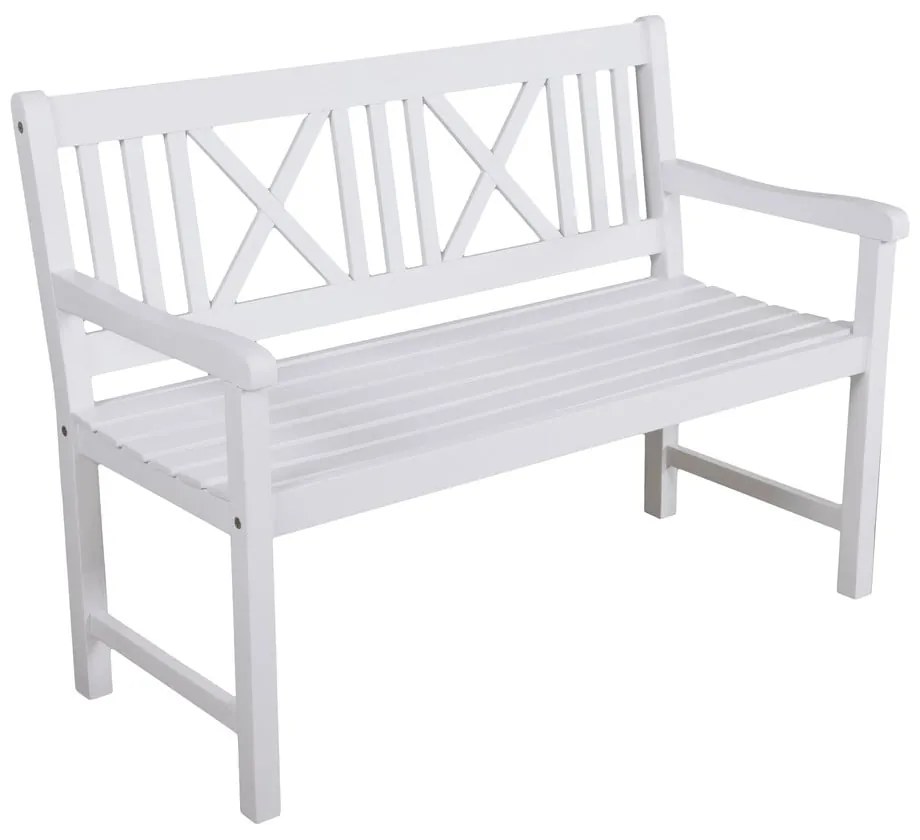 Biela drevená záhradná lavica Malmö – Garden Pleasure