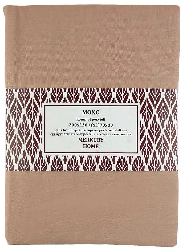 Obliečky Mono bavlna svetloružová 220x200 + (2) 70x80 Merkury Home
