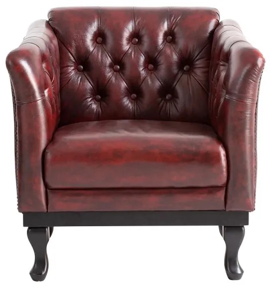 furniture-nabytek.cz - Masívne kreslo Chesterfield Dover z pravej kože, červené