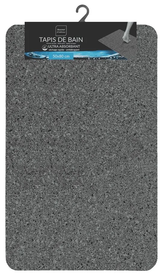 Antracitová kúpeľňová predložka 50x80 cm Granite – douceur d'intérieur