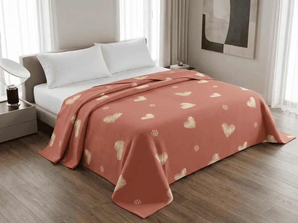 Prehoz na posteľ ORANGE HEART, ružový Rozmer: 170 x 210 cm