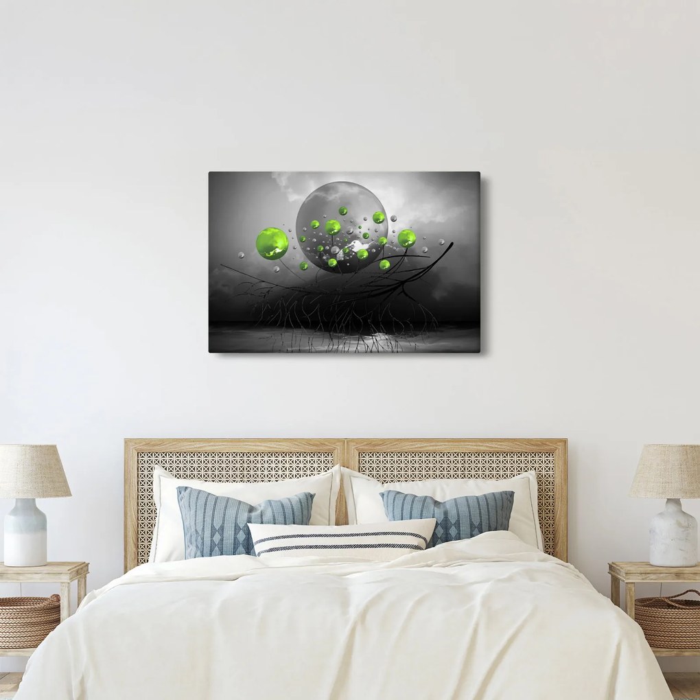 Obraz zelených abstraktných gulí (90x60 cm)