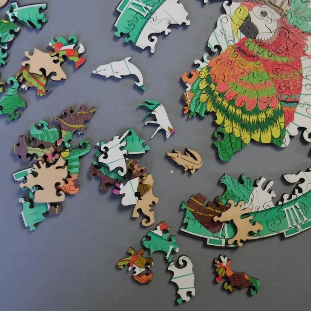 DAALO Dřevěné zvířecí puzzle - papoušek - AKCE!