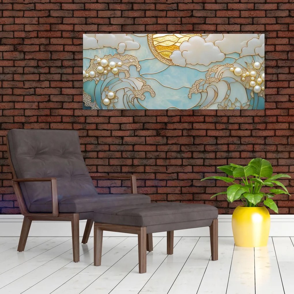 Obraz - 3D perly v oceáne (120x50 cm)