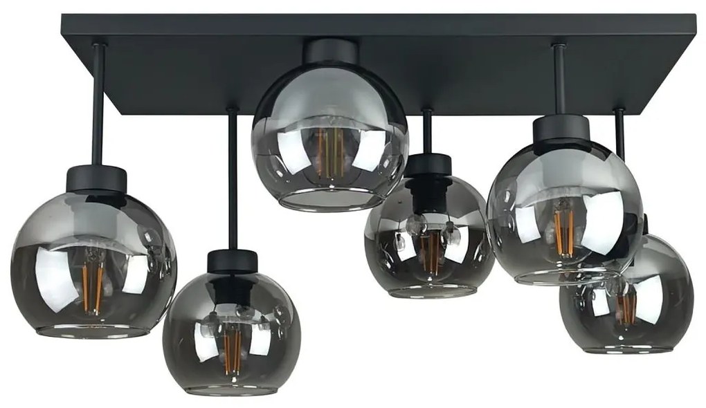 Prisadený luster NESSA 6xE27/60W/230V čierna/dymová čierna