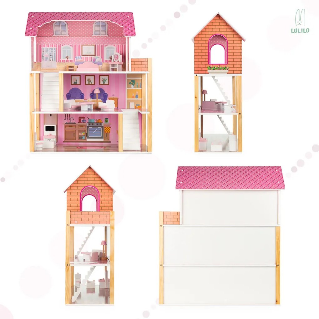 IKO Drevený domček pre bábiky – LULILO 70cm