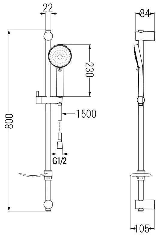 Mexen sprchový set DF75, chróm/biela, 785754582-02