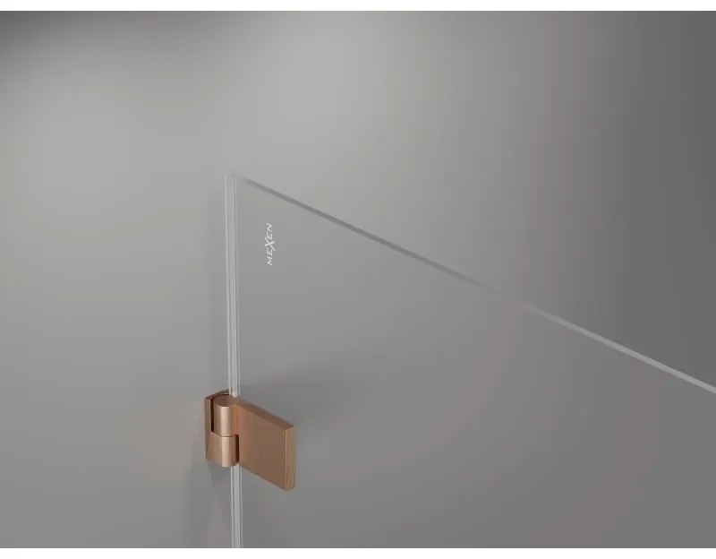 Mexen Lunar-B L, 1-krídlový sprchový kút, pravý, 80 x 80 cm, 8mm číre sklo, medený profil, 832L-080-080-65-00-P