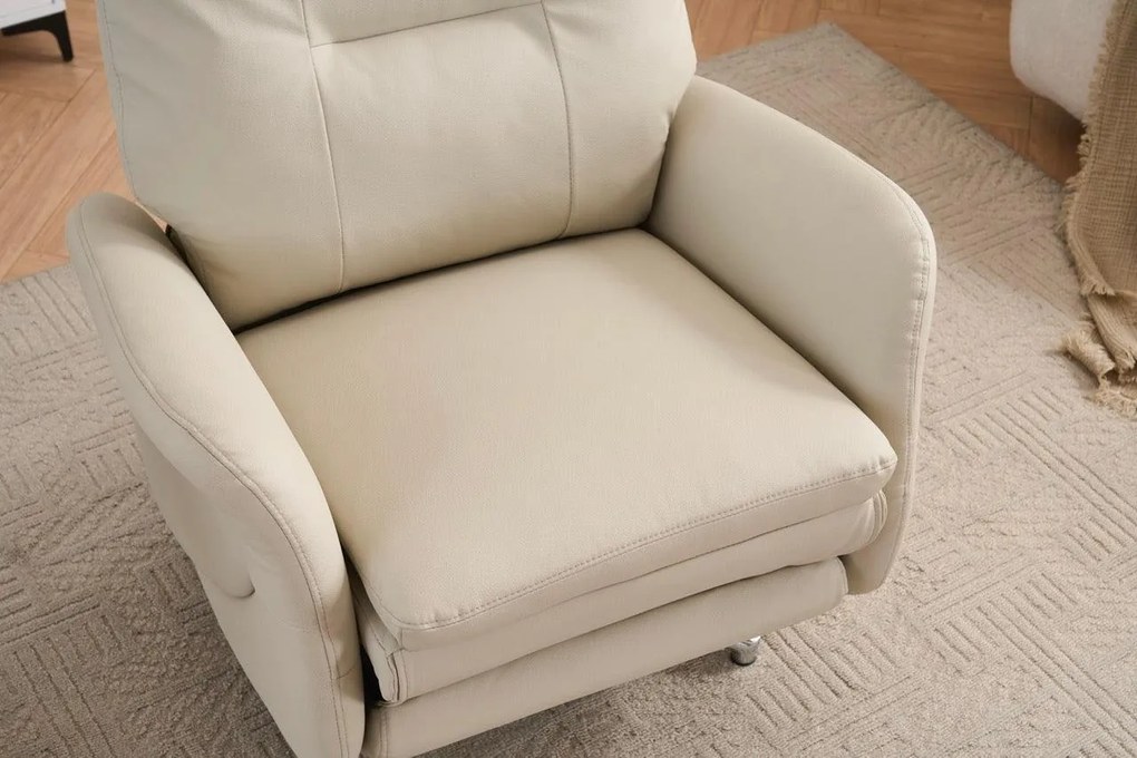 VASHOME Elektrický relaxačný kreslo s nastaviteľným operadlom a podnožkou, s USB nabíjačkou, Béžová