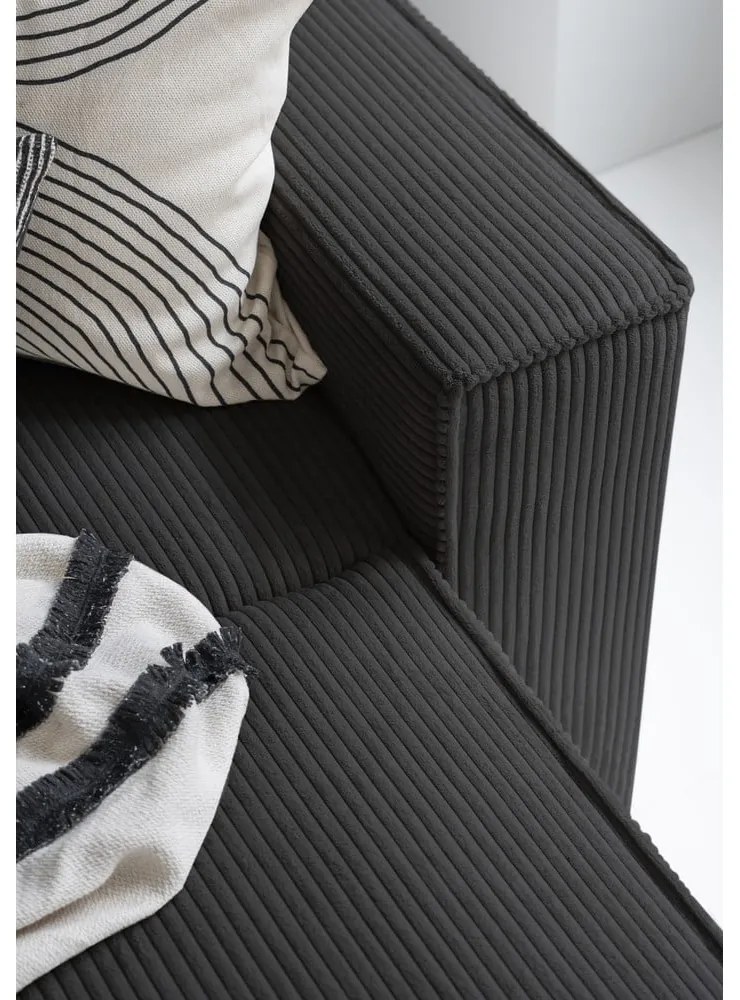 Antracitovosivá menčestrová rozkladacia rohová pohovka (ľavý roh/do tvaru "U") Brave Dave – Miuform