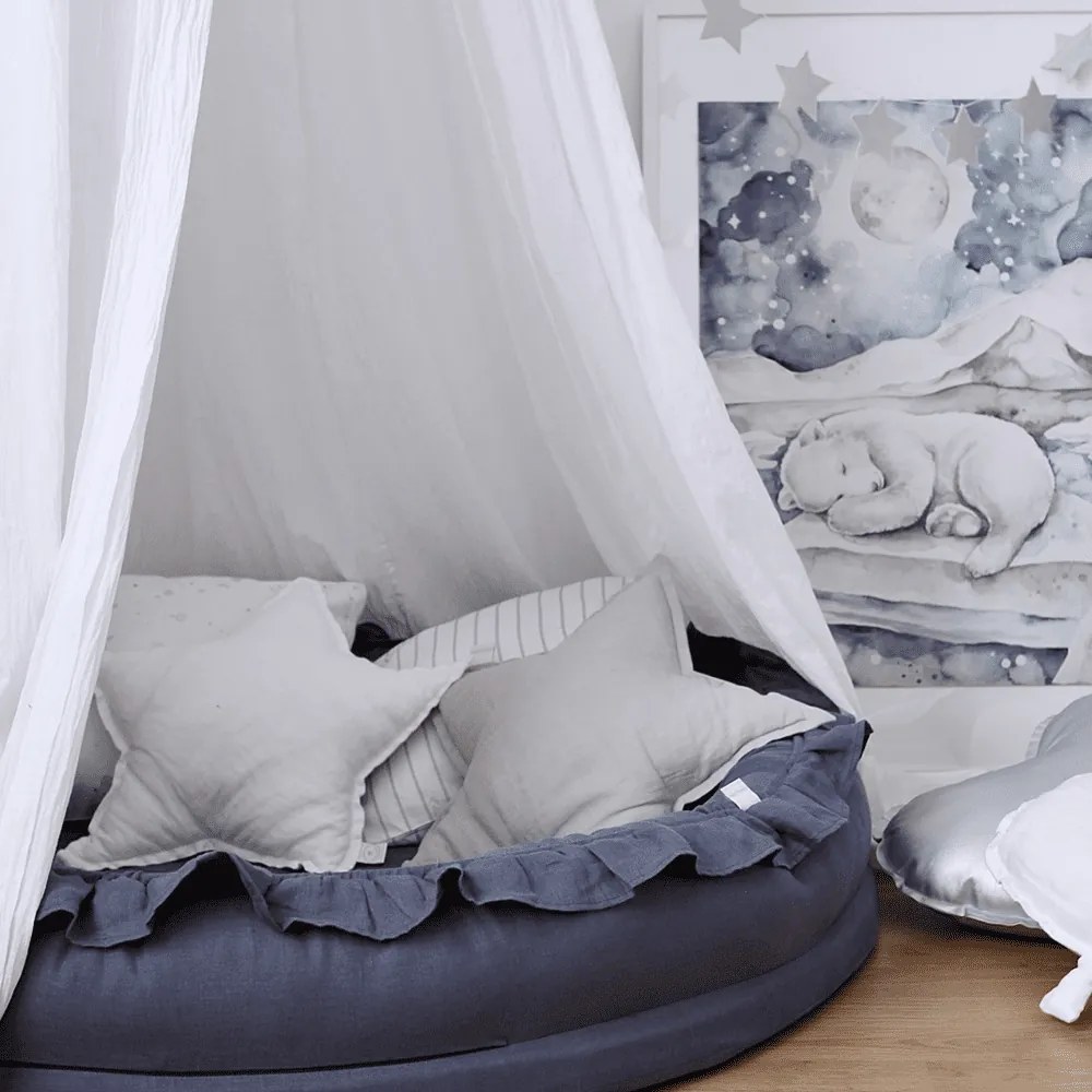 Ľanový vankúš hviezda svetlo šedá 50 cm