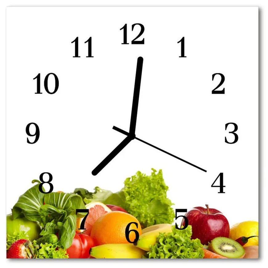 Nástenné sklenené hodiny Zeleninový 30x30 cm