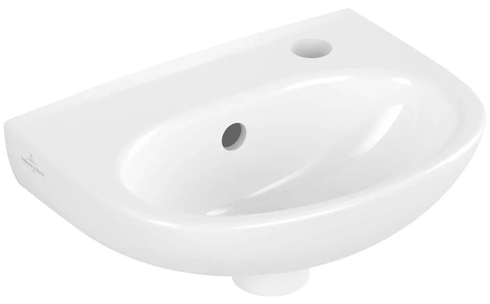 VILLEROY &amp; BOCH O.novo závesné umývadielko s otvorom vpravo, s prepadom, 360 x 275 mm, biela alpská, s povrchom CeramicPlus, 43403RR1