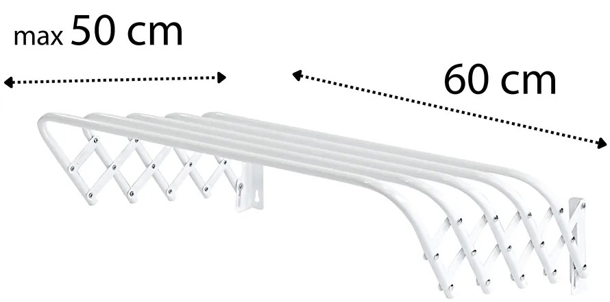Erga Model 103 super, nástenný rozkladací sušiak bielizne 60,5x9x15 cm, biela, ERG-SEP-10SUSHARSUP60