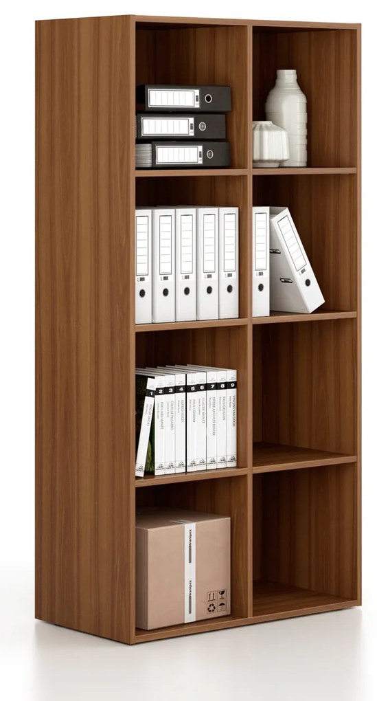 Regál FRAME, nižšia, 2 stĺpce, 1735 x 872 x 450 mm, orech