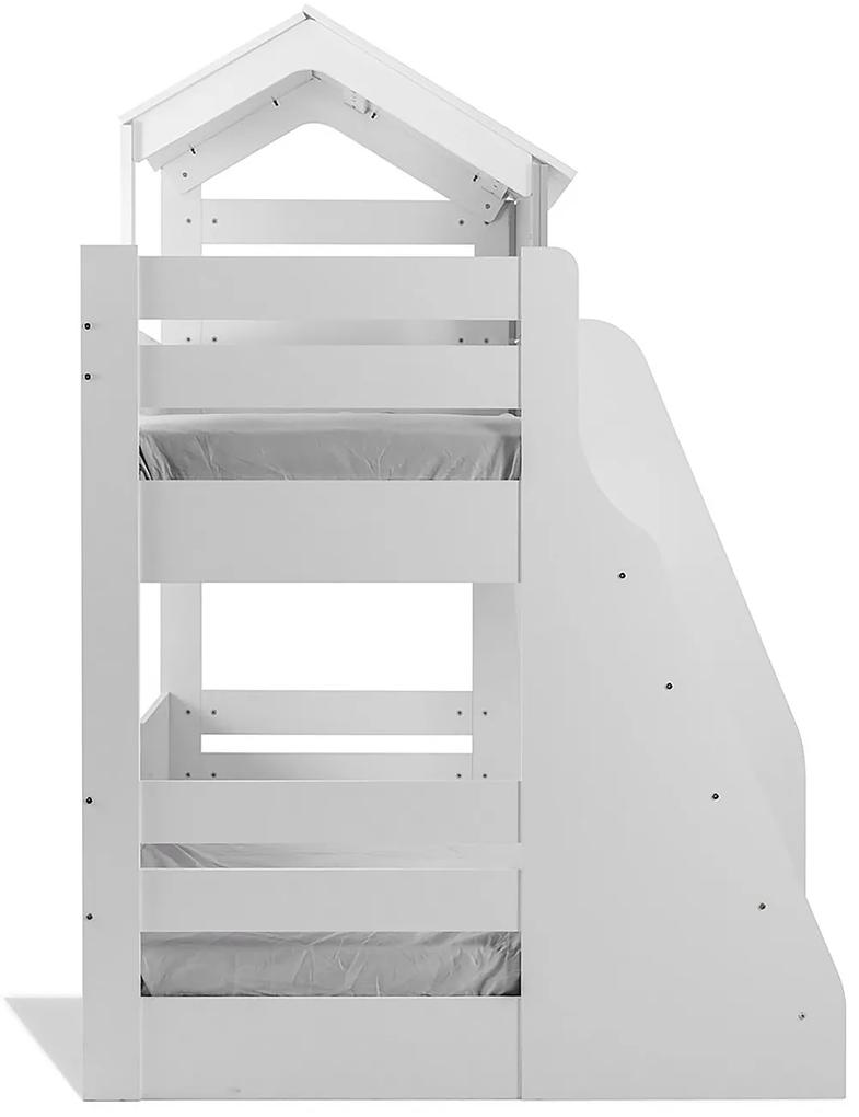 Poschodová posteľ so schodíkmi Boom - biela/šedá