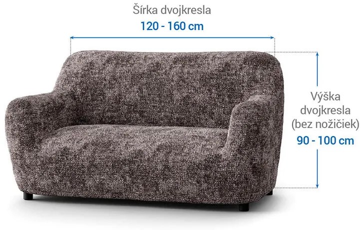 Bielastické poťahy MARMO hnedé dvojkreslo (š. 120 - 160 cm)