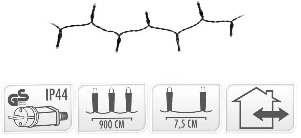 Vianočné svetielka 9 m/120 led studená biela
