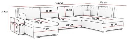 Rozkladacia rohová sedacia súprava TORONTO 310/190 Svetlo sivá/biela eko-koža Ľavá